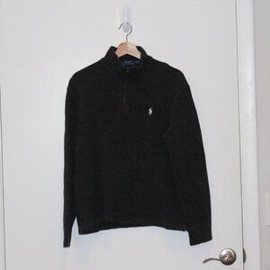 Polo Ralph Lauren Gray 100% Cotton Blend Quarter-Zip Sweater Men's Size M